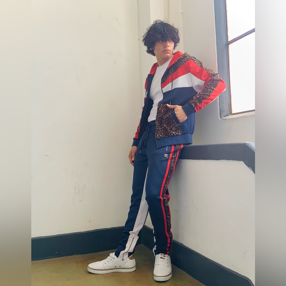 Men's Makobi Leopard Print Navy | Red | White Tracksuits NWT